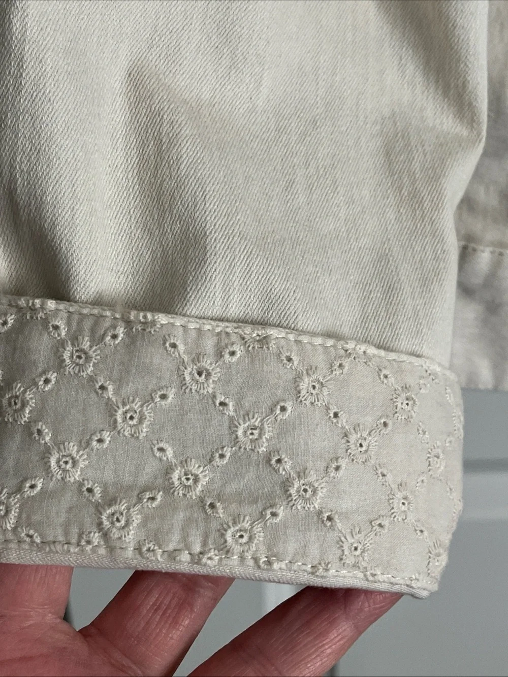 Soft Surroundings Cream Denim Jean Jacket EUC